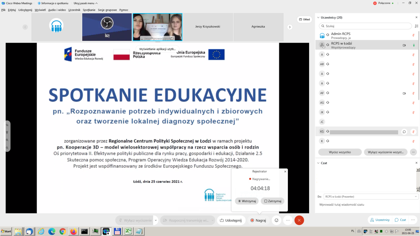 Spotkanie edukacyjne pn. „Rozpoznawanie potrzeb indywidualnych i zbiorowych oraz tworzenie lokalnej diagnozy społecznej”